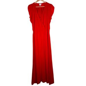 Parker Womens Silk Maxi Dress XS Red Elegant Wrap Gown Formal Glam Evening Wear